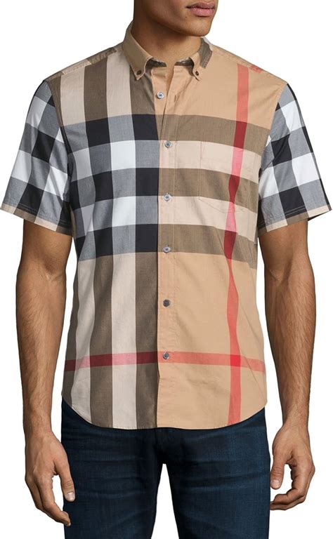 short sleeve men's burberry shirts|burberry short sleeve button up.